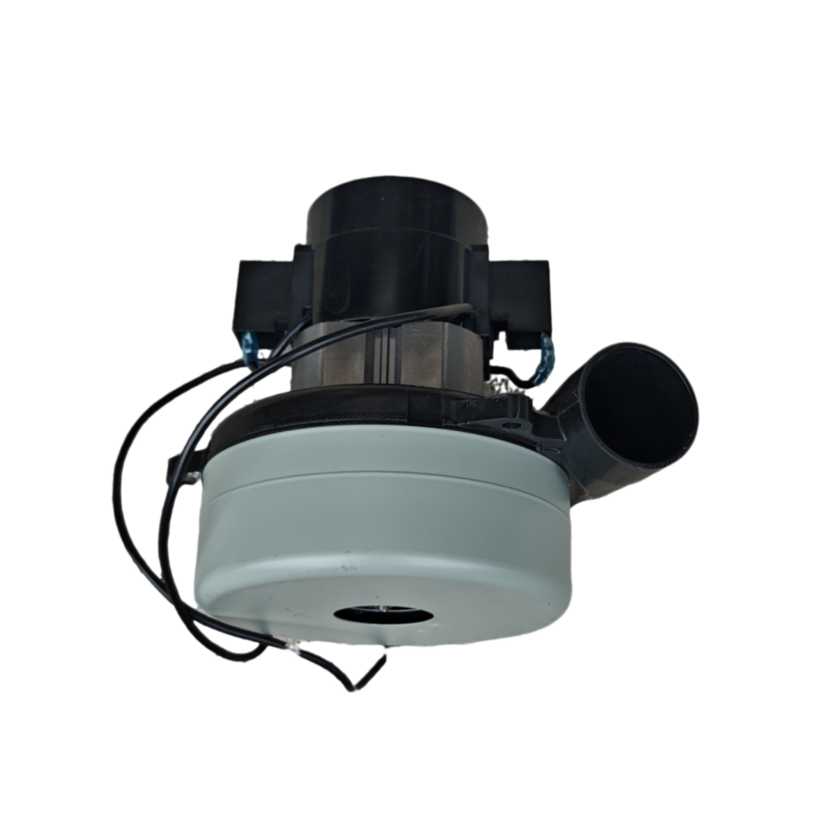Vacuum motor compatible with Tennant T3 and T3e, 24V DC 500W, side view
